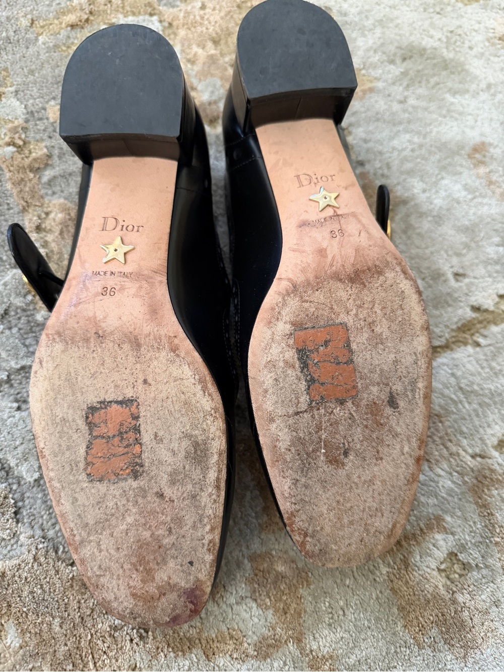 Dior Black Mary Jane Perforated Leather Flats - Picture 8 of 9